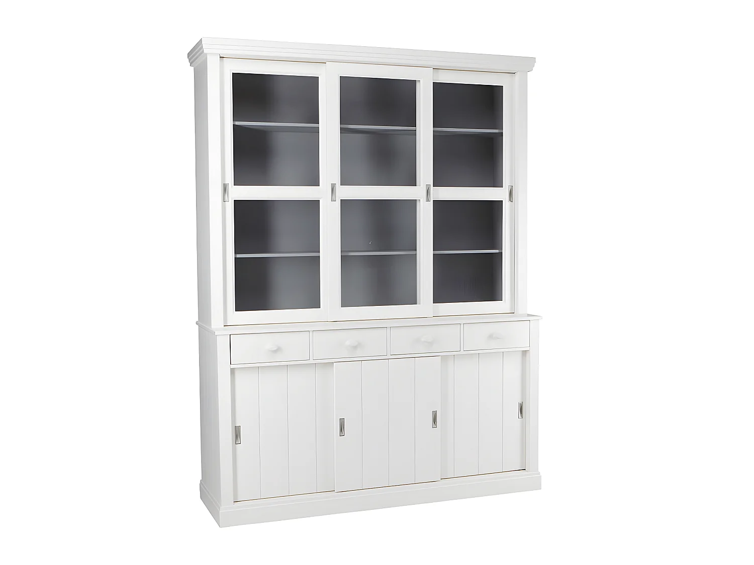 Sjaak - Vaisselier en pin 6 portes 4 tiroirs - Blanc