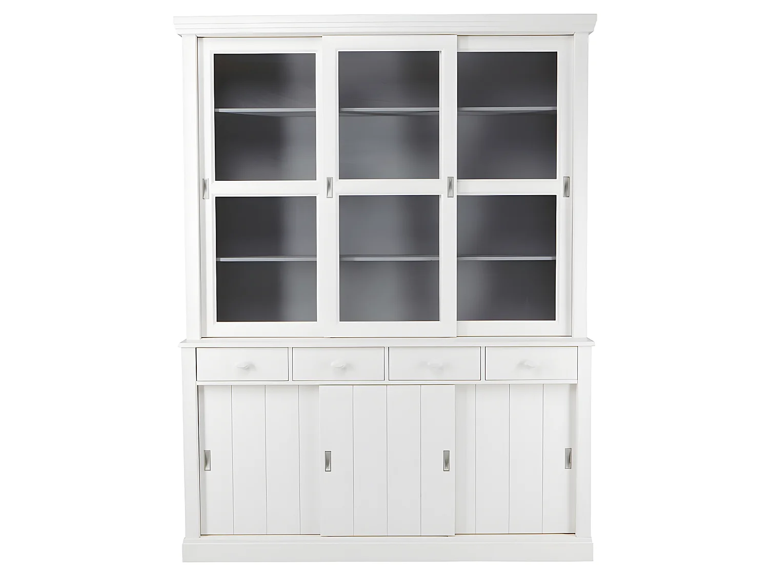 Sjaak - Vaisselier en pin 6 portes 4 tiroirs - Blanc