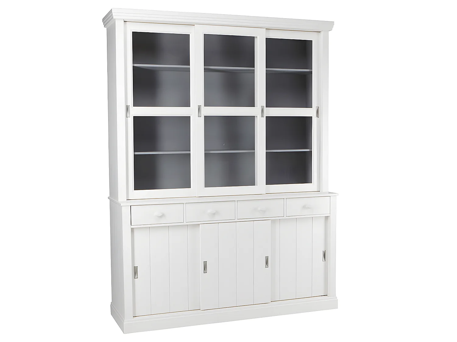 Sjaak - Vaisselier en pin 6 portes 4 tiroirs - Blanc