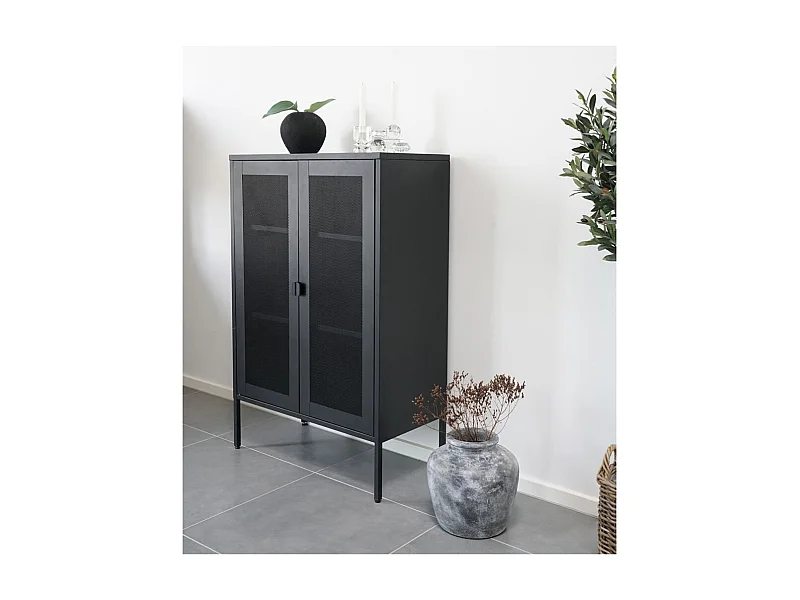 Vitrine Anna avec porte en maille Noir