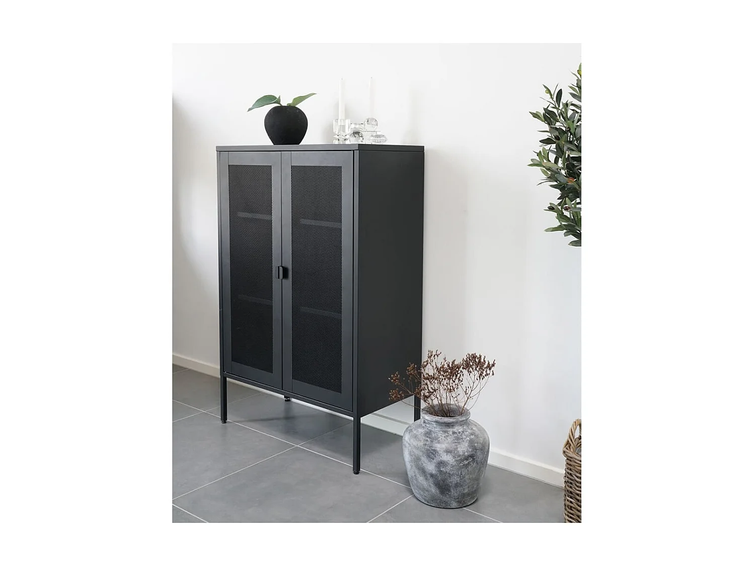 Vitrine Anna avec porte en maille Noir