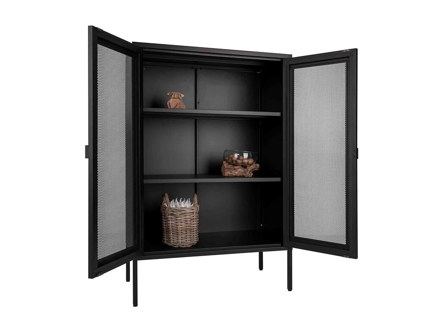 Vitrine Anna avec porte en maille Noir