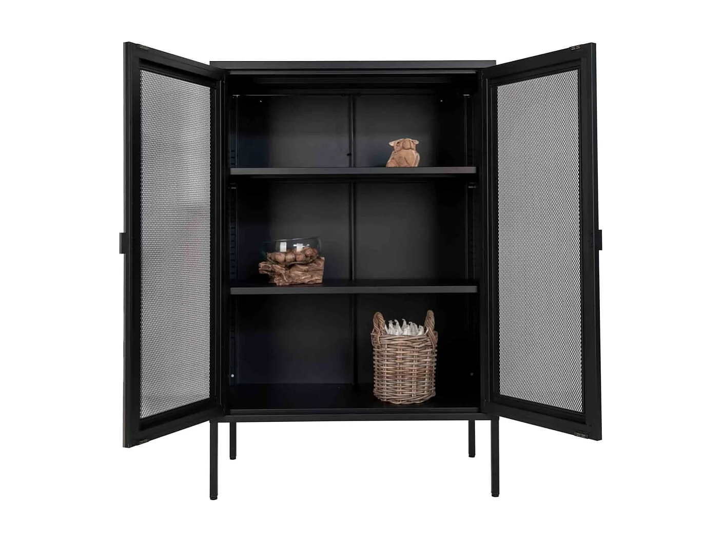 Vitrine Anna avec porte en maille Noir