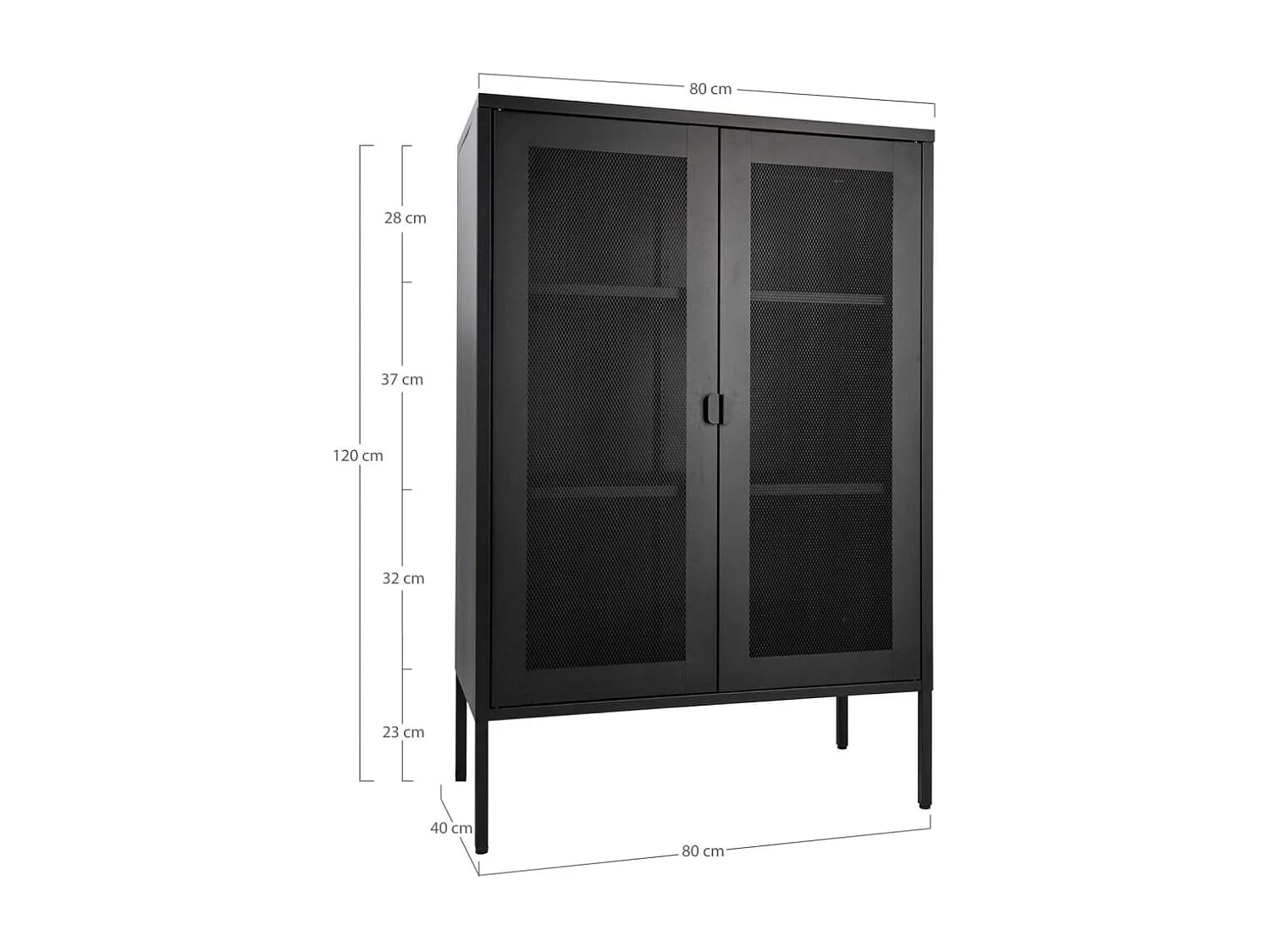 Vitrine Anna avec porte en maille Noir