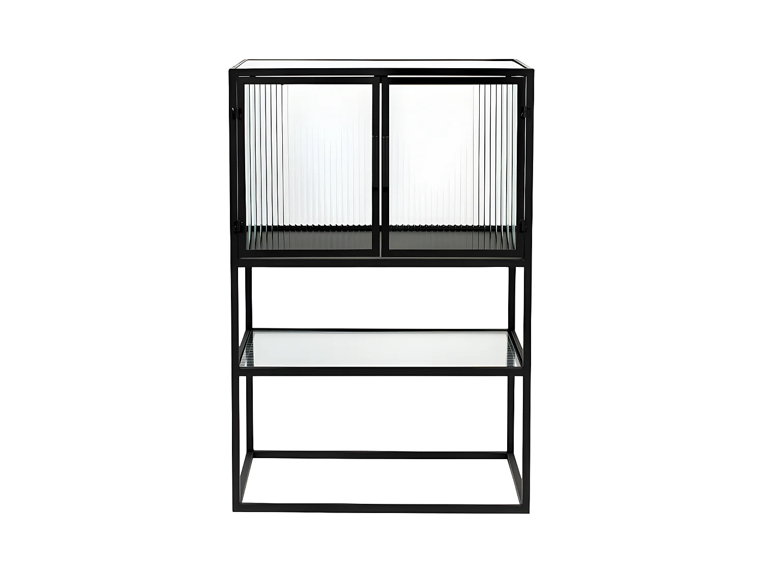 Boli - Vitrine 2 portes en métal et verre trempé 90x60cm : Couleur - Noir