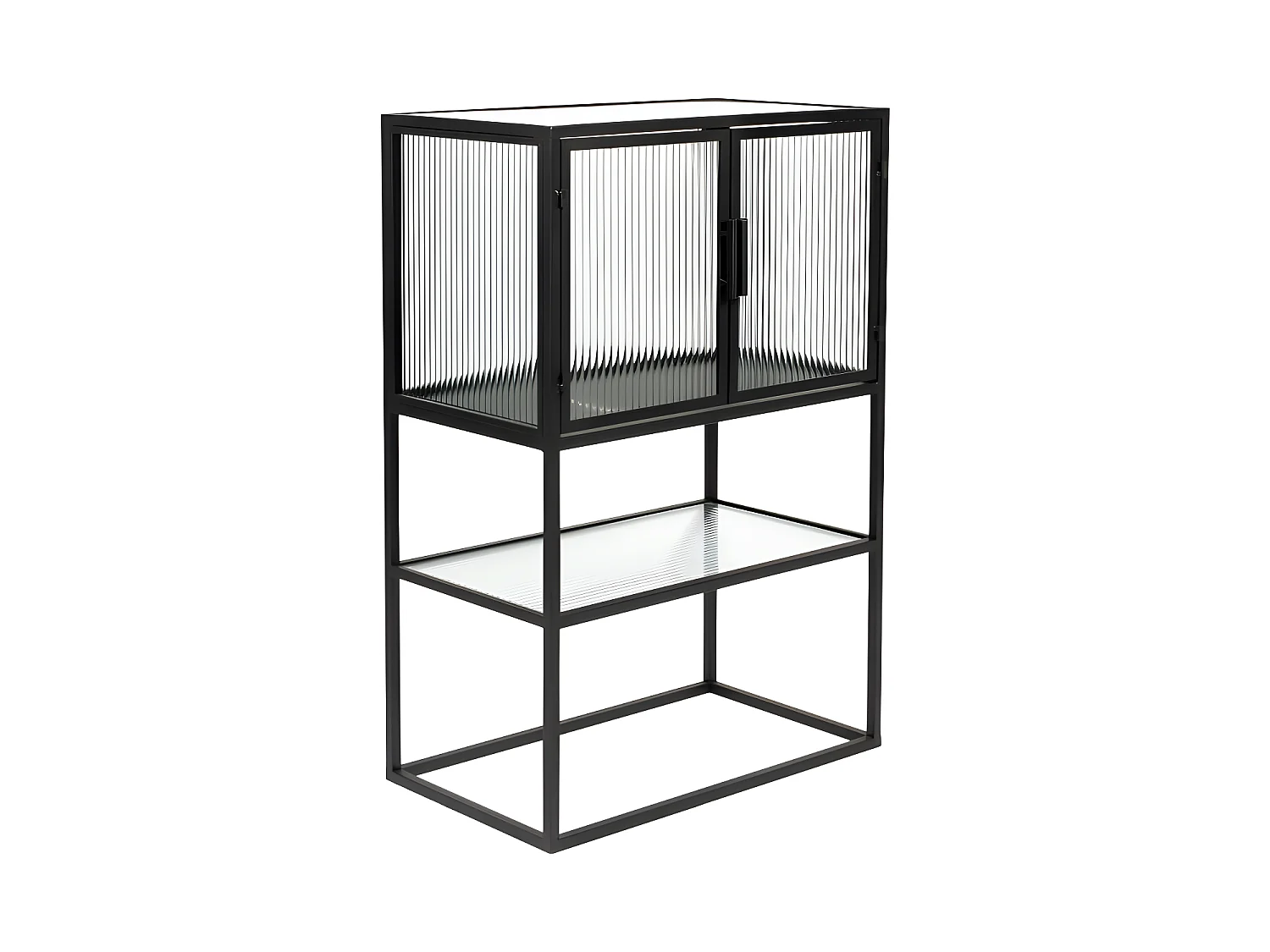 Boli - Vitrine 2 portes en métal et verre trempé 90x60cm : Couleur - Noir