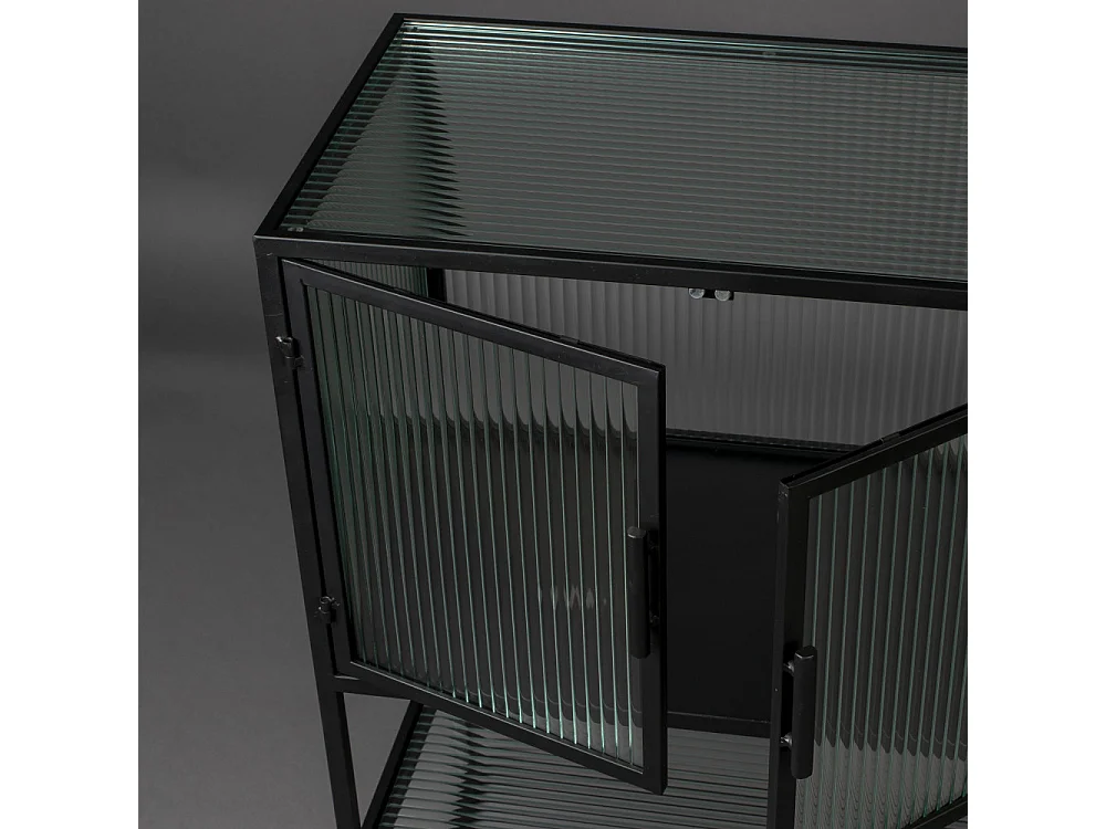 Boli - Vitrine 2 portes en métal et verre trempé 90x60cm : Couleur - Noir