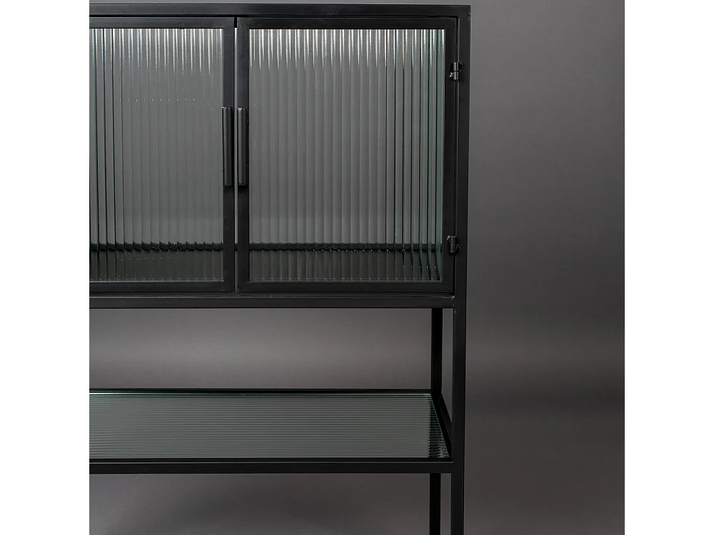Boli - Vitrine 2 portes en métal et verre trempé 90x60cm : Couleur - Noir