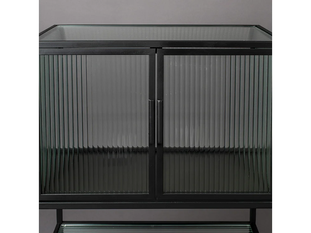 Boli - Vitrine 2 portes en métal et verre trempé 90x60cm : Couleur - Noir