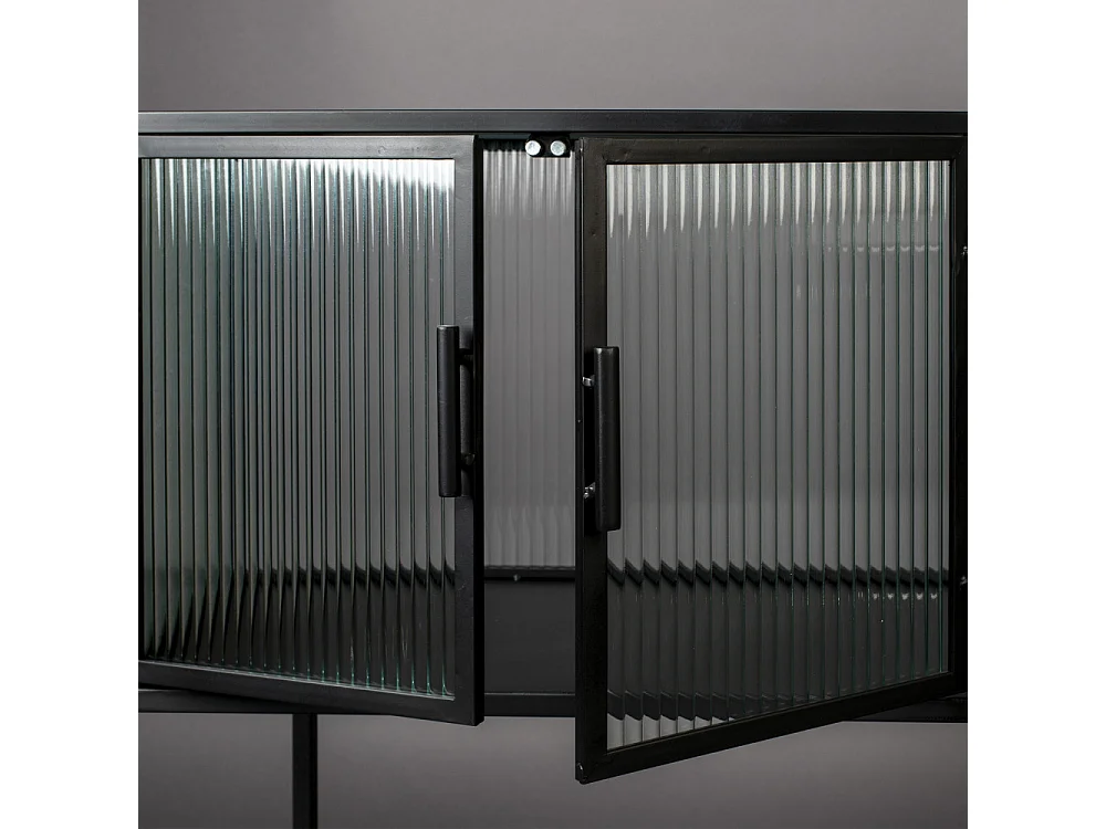 Boli - Vitrine 2 portes en métal et verre trempé 90x60cm : Couleur - Noir