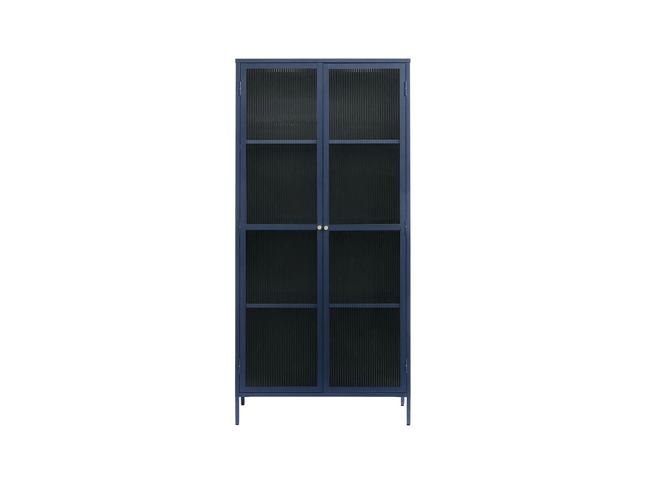 Bjorn - Vaisselier 2 portes en verre stié et métal H190cm - Bleu