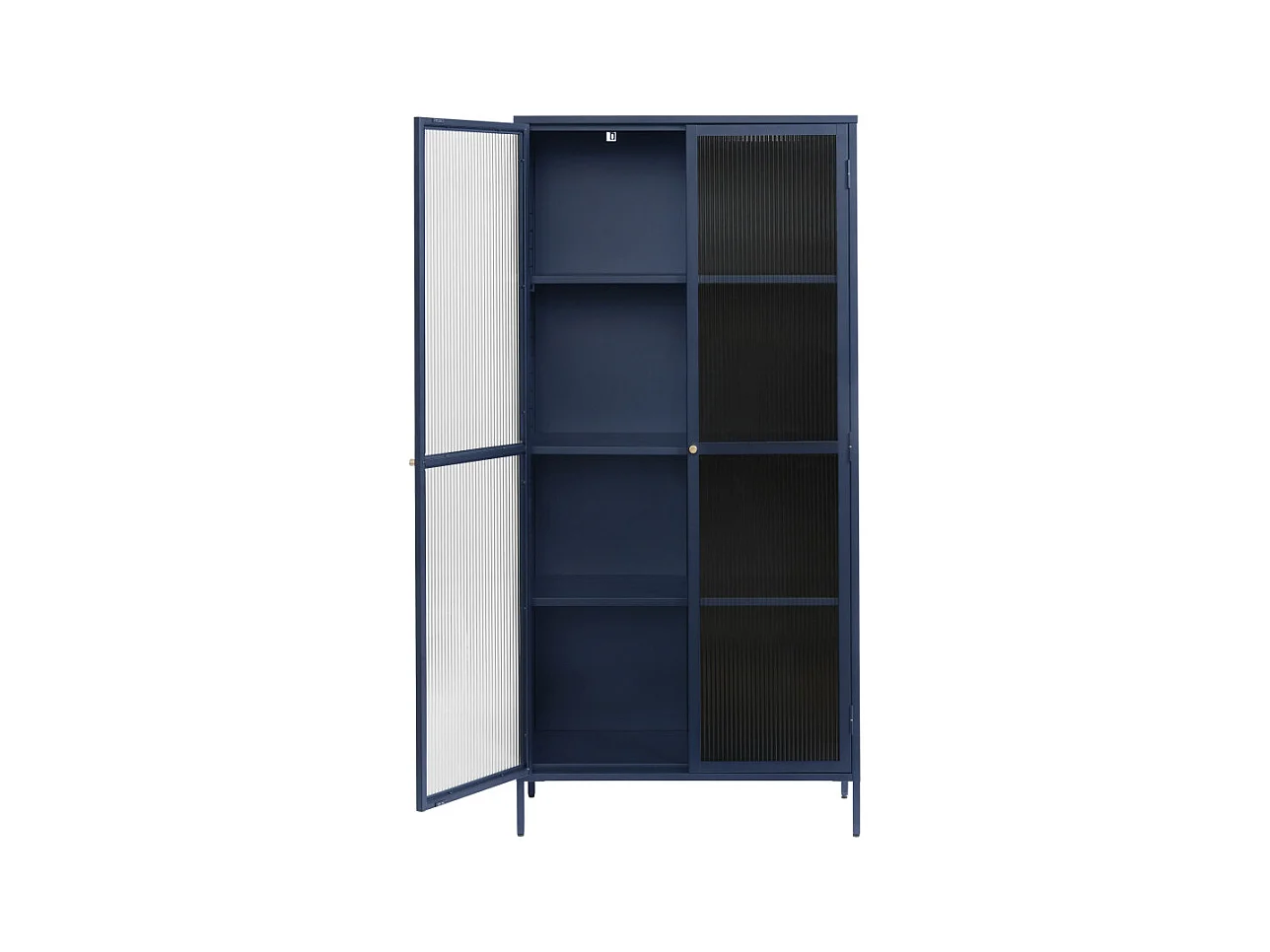 Bjorn - Vaisselier 2 portes en verre stié et métal H190cm - Bleu