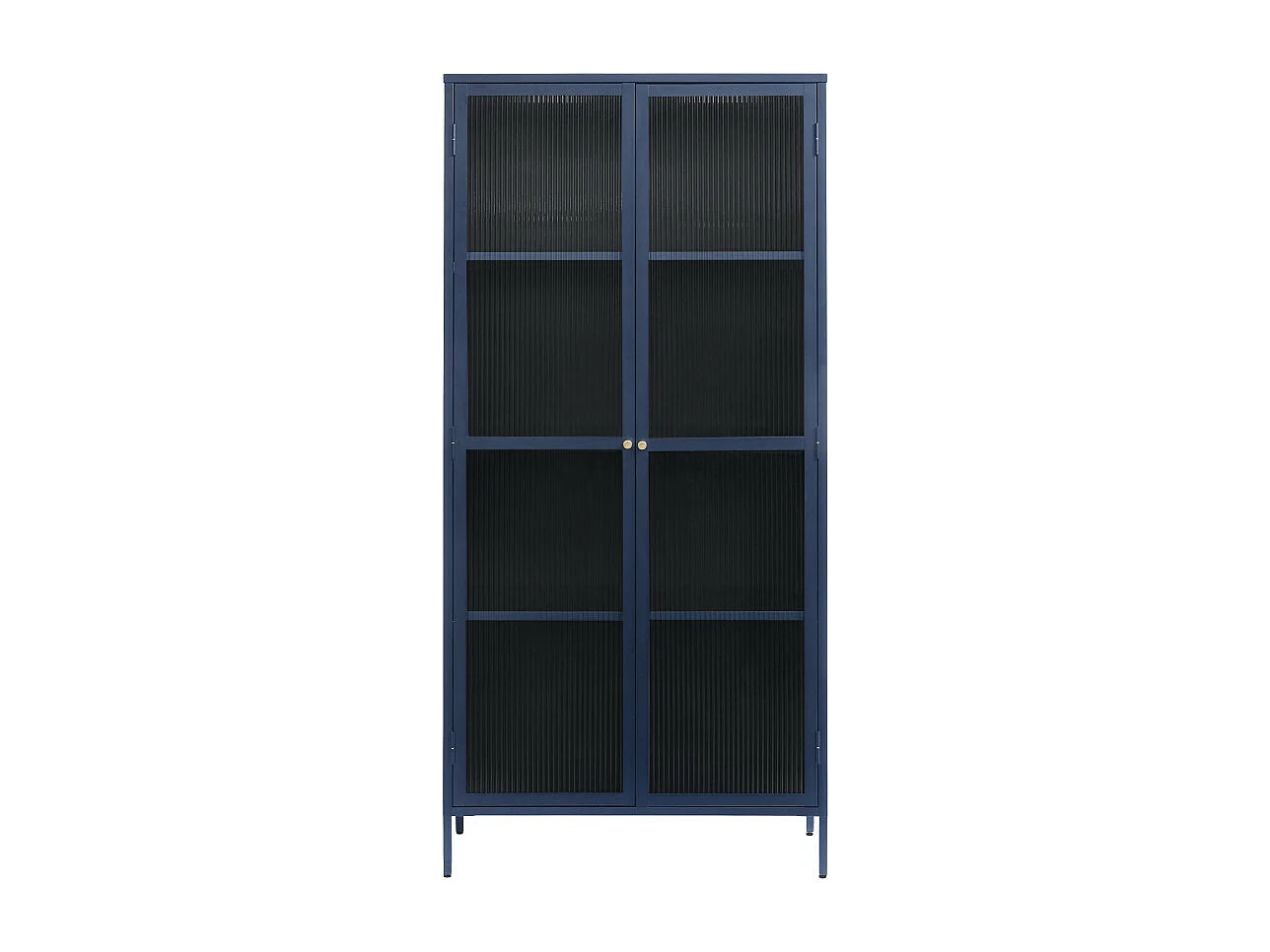 Bjorn - Vaisselier 2 portes en verre stié et métal H190cm - Bleu
