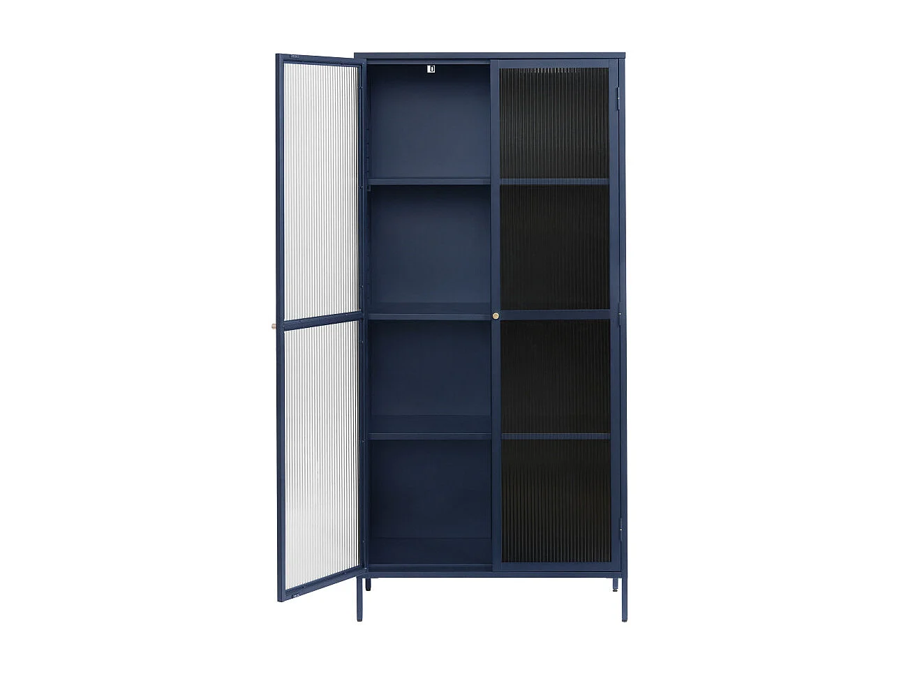 Bjorn - Vaisselier 2 portes en verre stié et métal H190cm - Bleu