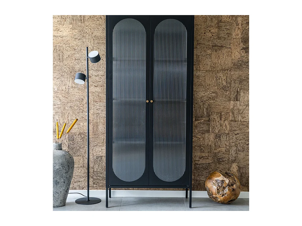 Adelaide Vitrinenschrank 2 Glastüren schwarz.