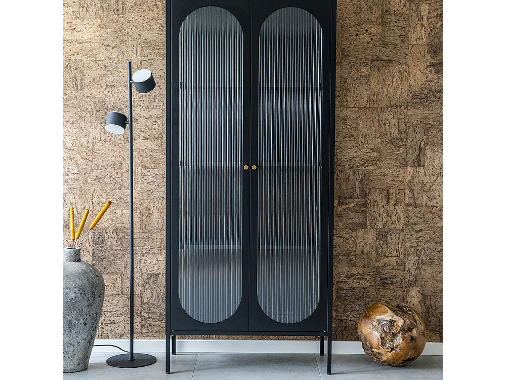 Adelaide - Vitrine en verre et métal H180cm - Noir