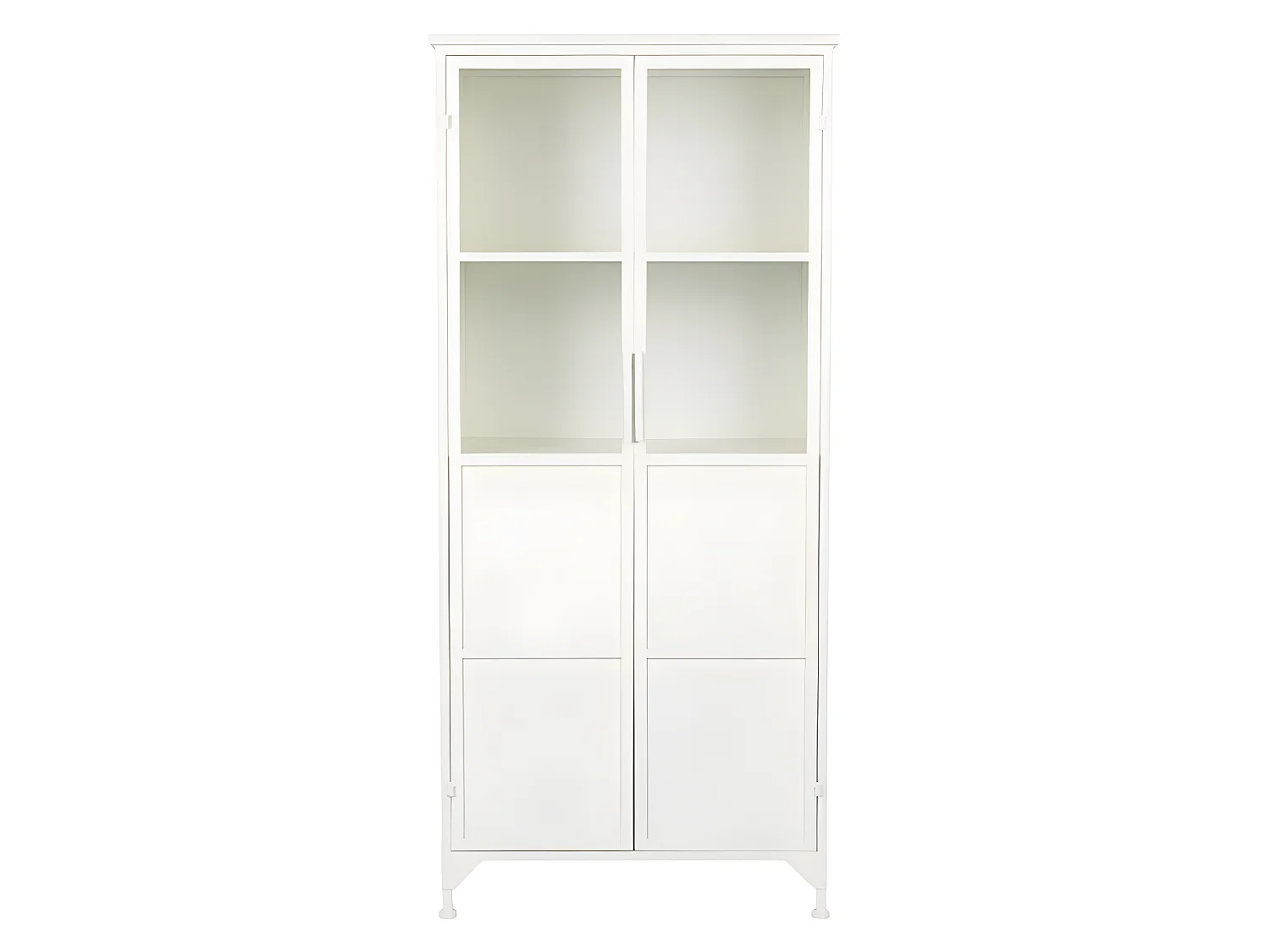 Miya - Vitrine 2 portes en verre et métal H150cm : Couleur - Blanc