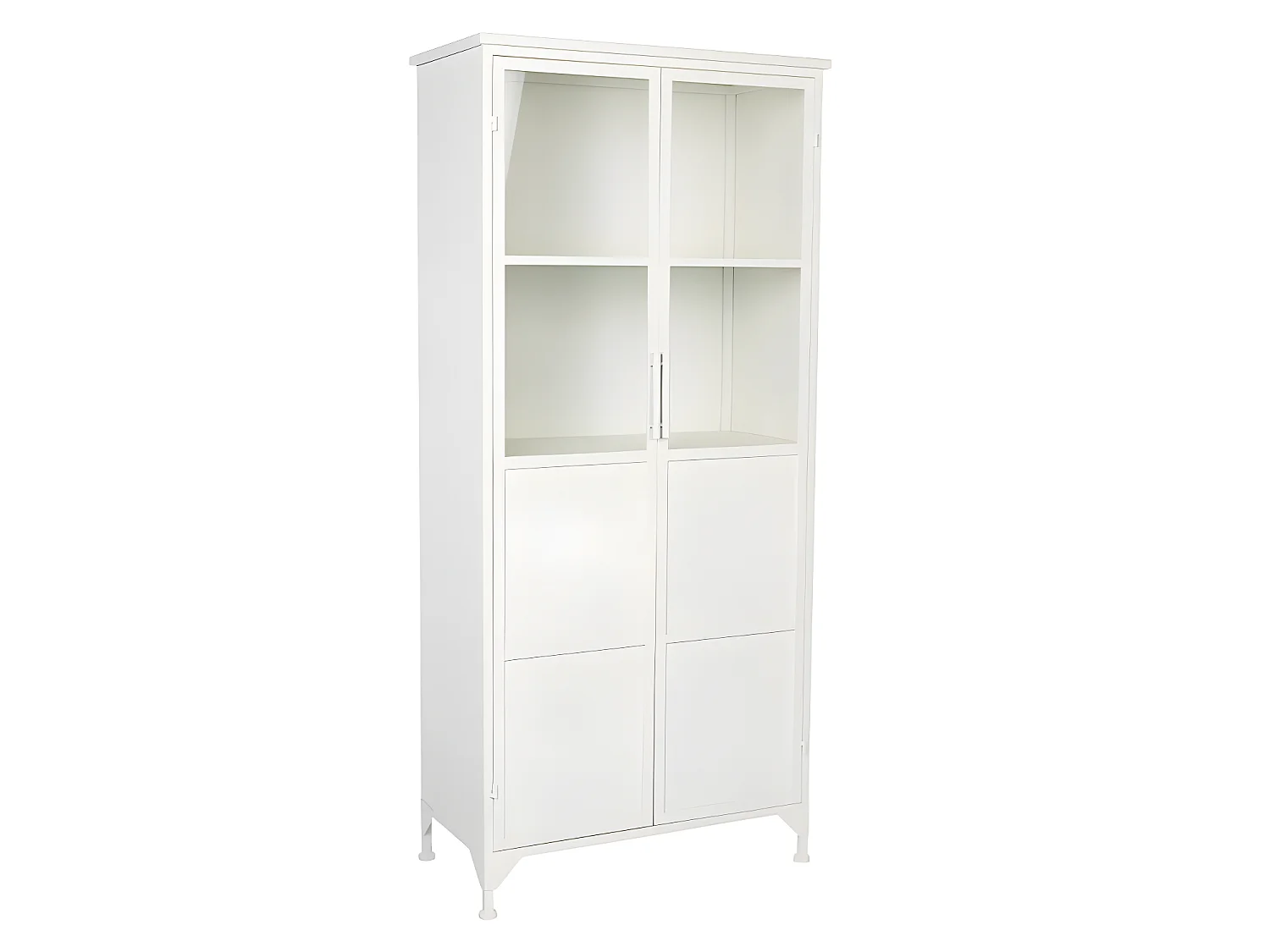 Miya - Vitrine 2 portes en verre et métal H150cm : Couleur - Blanc