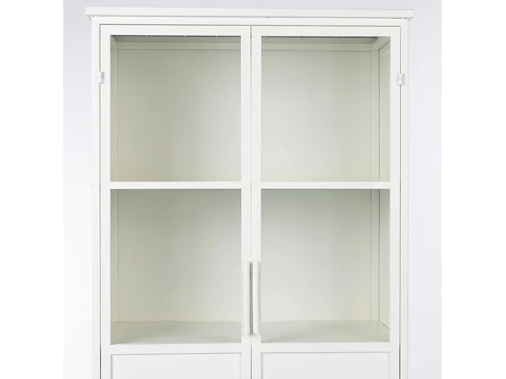 Miya - Vitrine 2 portes en verre et métal H150cm : Couleur - Blanc