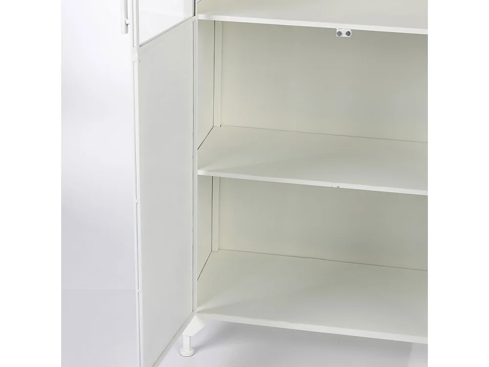 Miya - Vitrine 2 portes en verre et métal H150cm : Couleur - Blanc