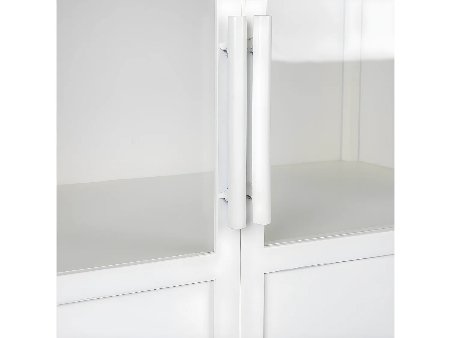 Miya - Vitrine 2 portes en verre et métal H150cm : Couleur - Blanc