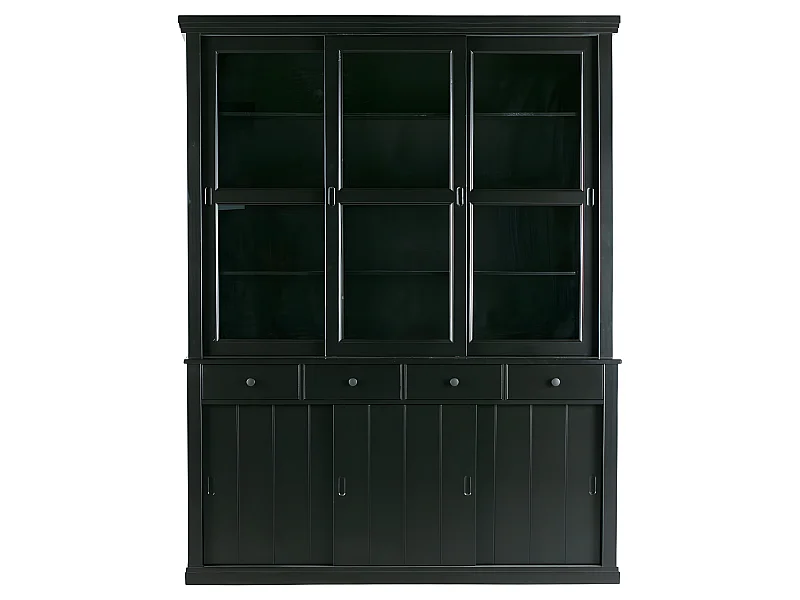 Sjaak - Vaisselier en pin 6 portes 4 tiroirs - Noir