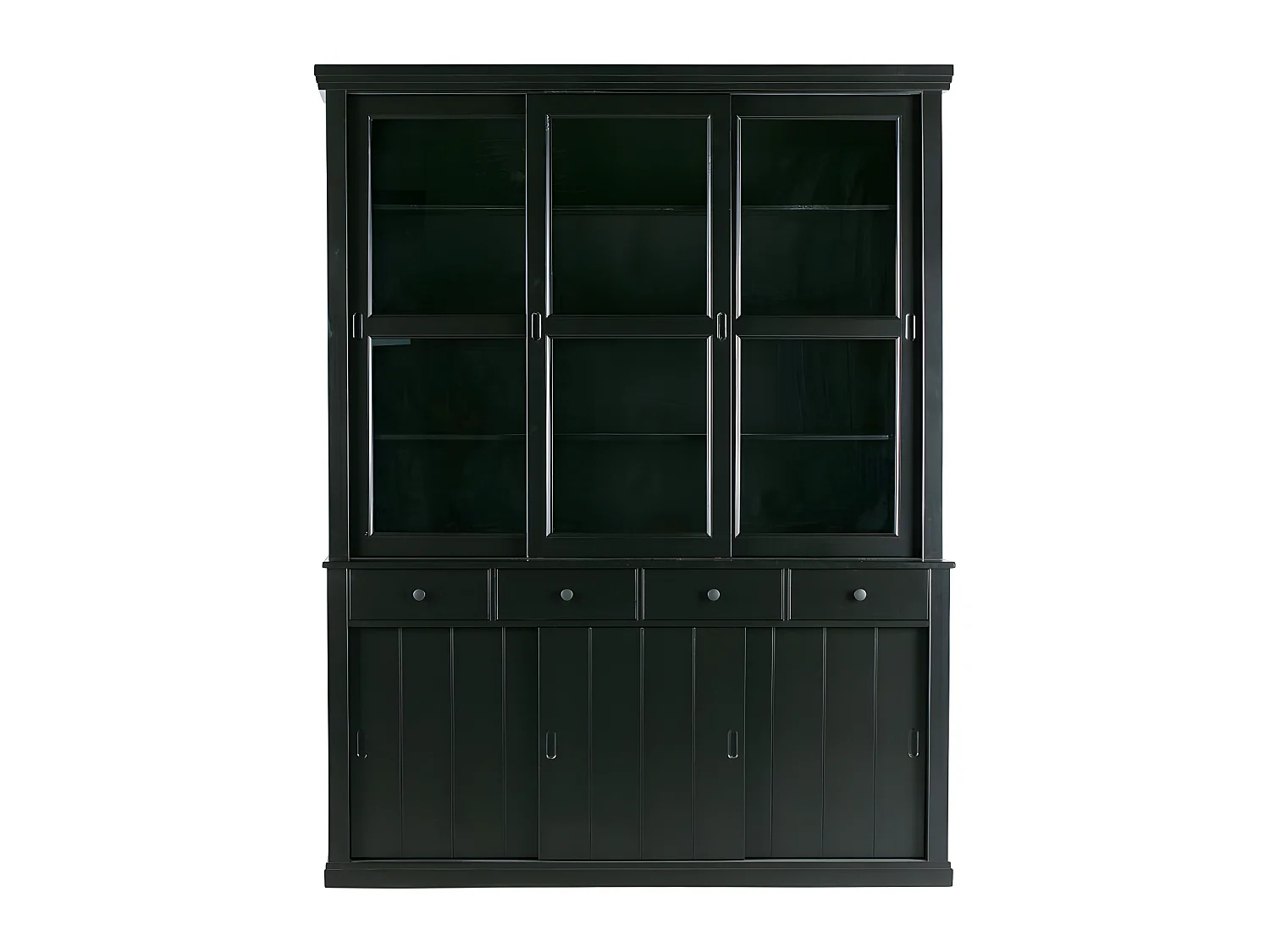 Sjaak - Vaisselier en pin 6 portes 4 tiroirs - Noir