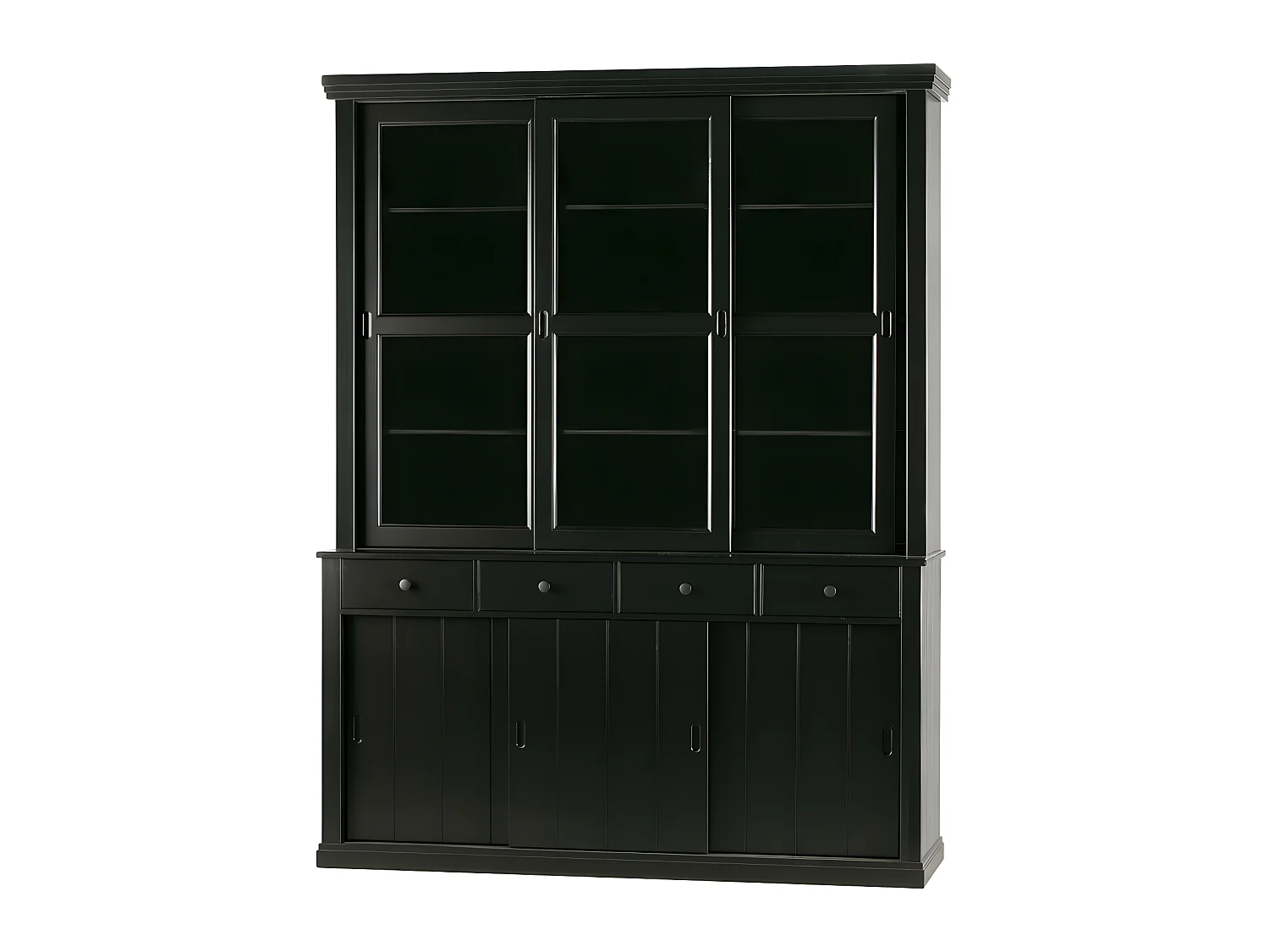 Sjaak - Vaisselier en pin 6 portes 4 tiroirs - Noir