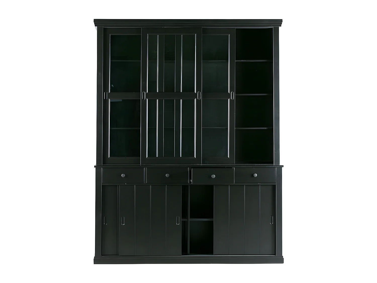 Sjaak - Vaisselier en pin 6 portes 4 tiroirs - Noir