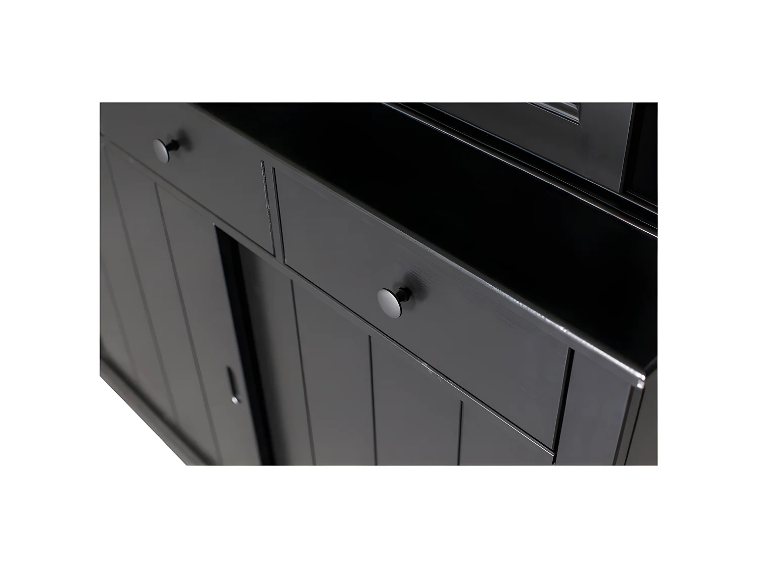 Sjaak - Vaisselier en pin 6 portes 4 tiroirs - Noir