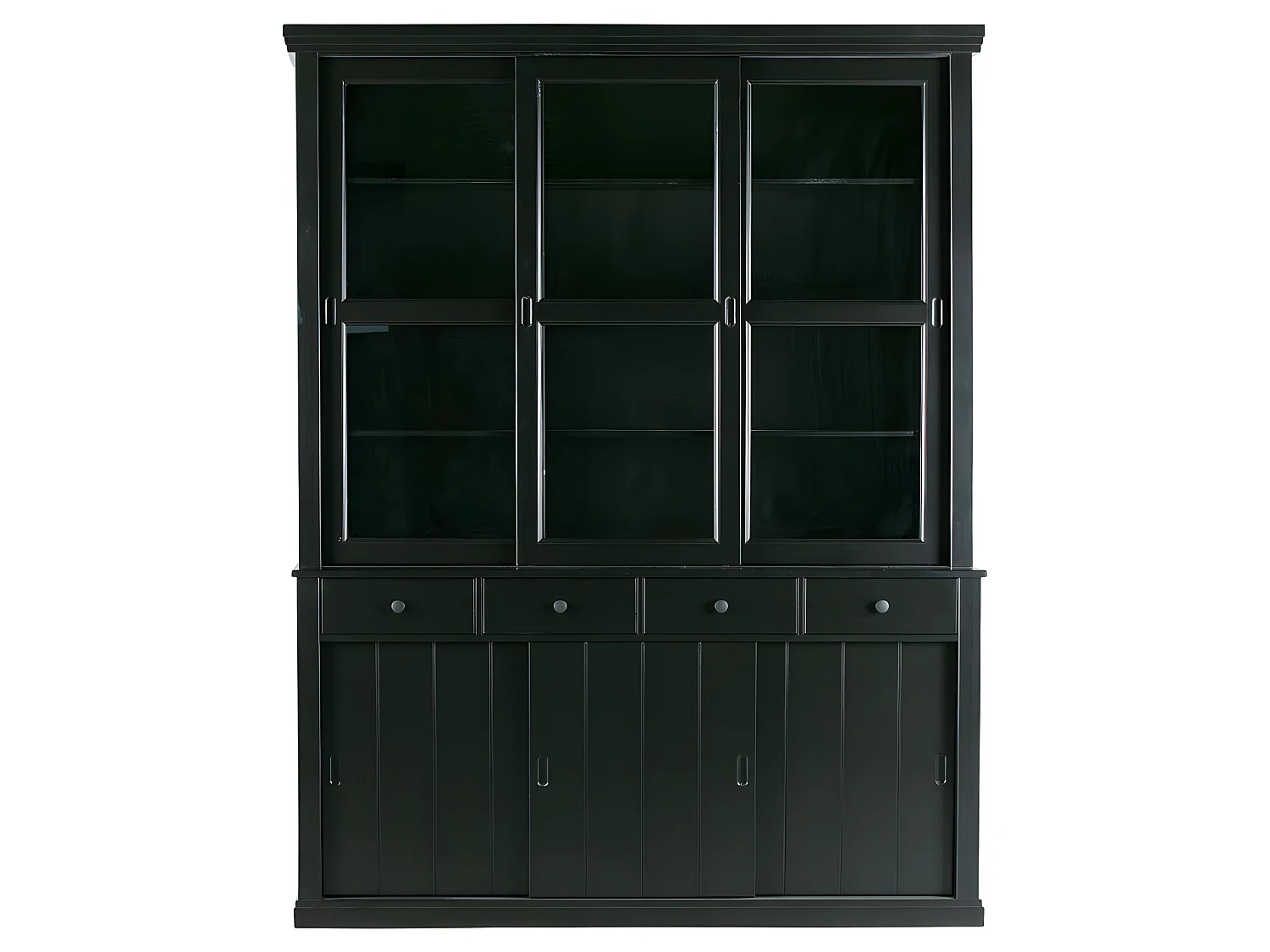 Sjaak - Vaisselier en pin 6 portes 4 tiroirs - Noir