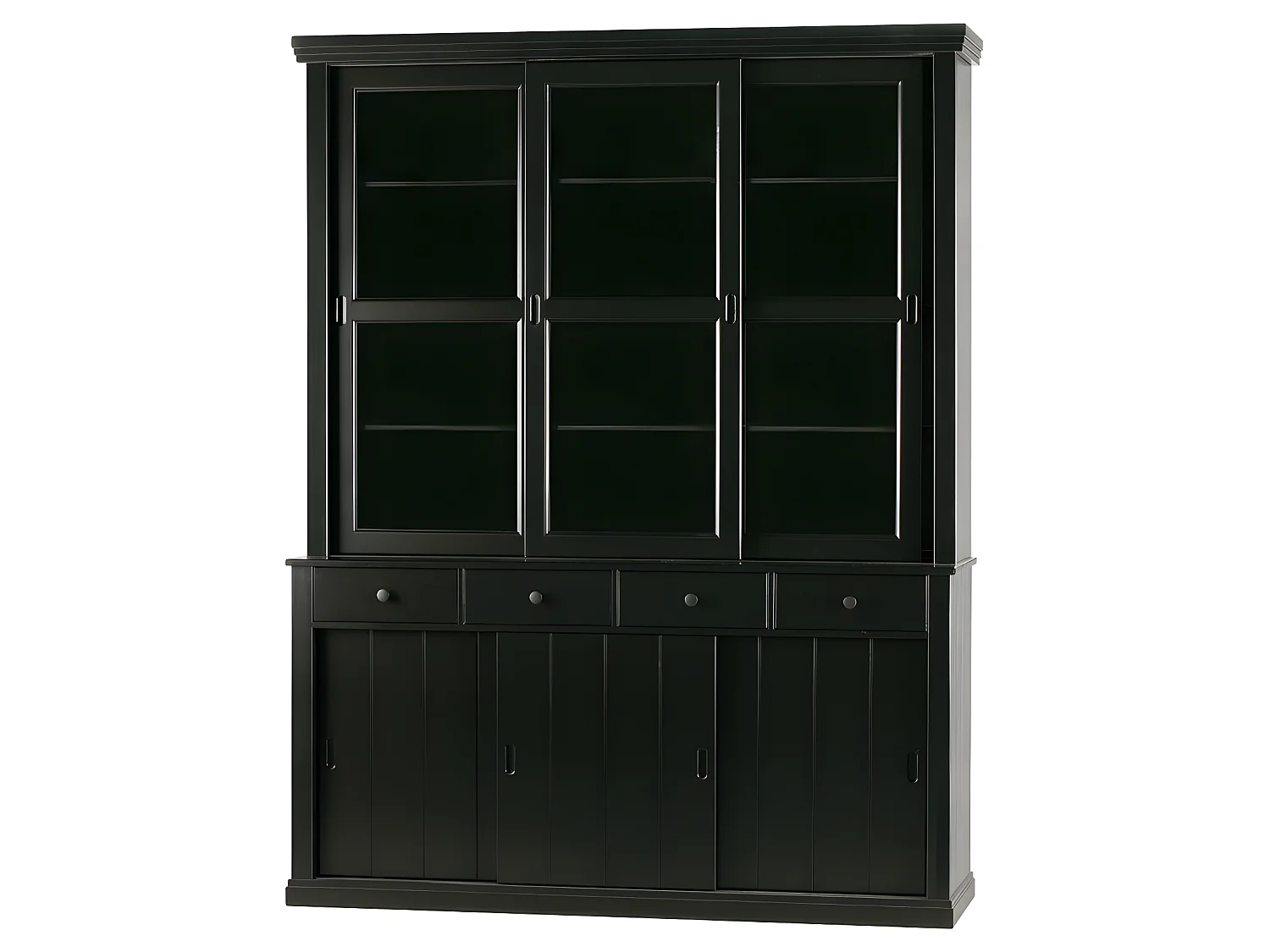 Sjaak - Vaisselier en pin 6 portes 4 tiroirs - Noir