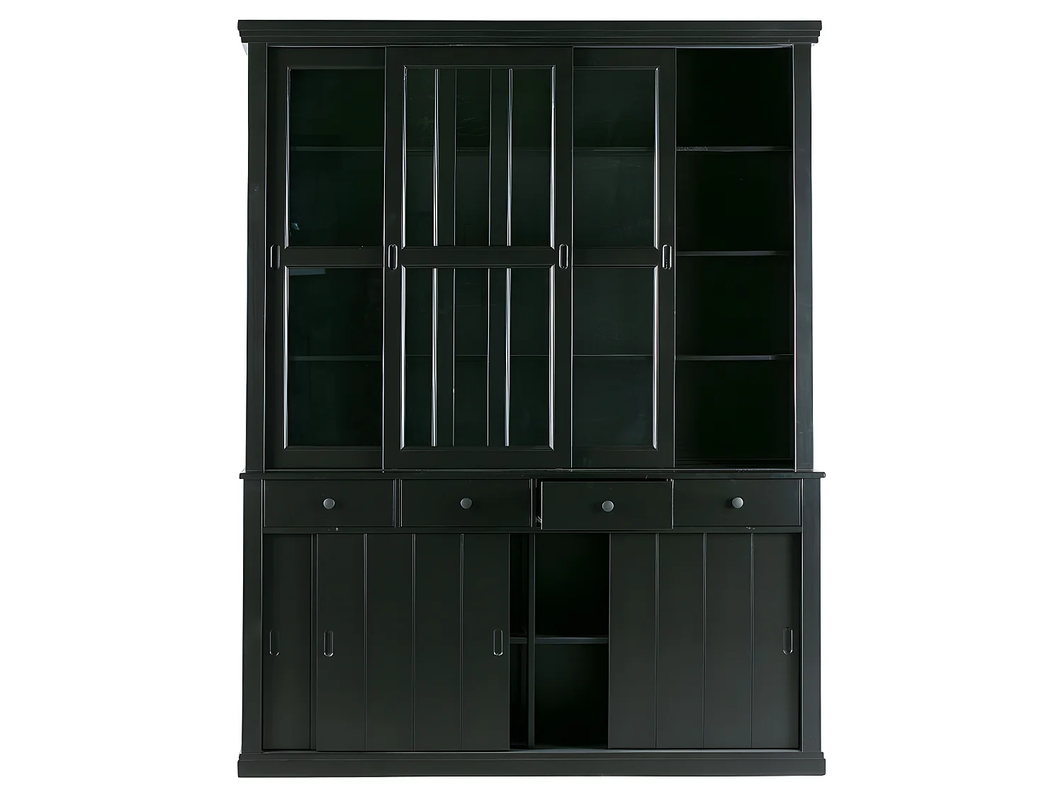 Sjaak - Vaisselier en pin 6 portes 4 tiroirs - Noir