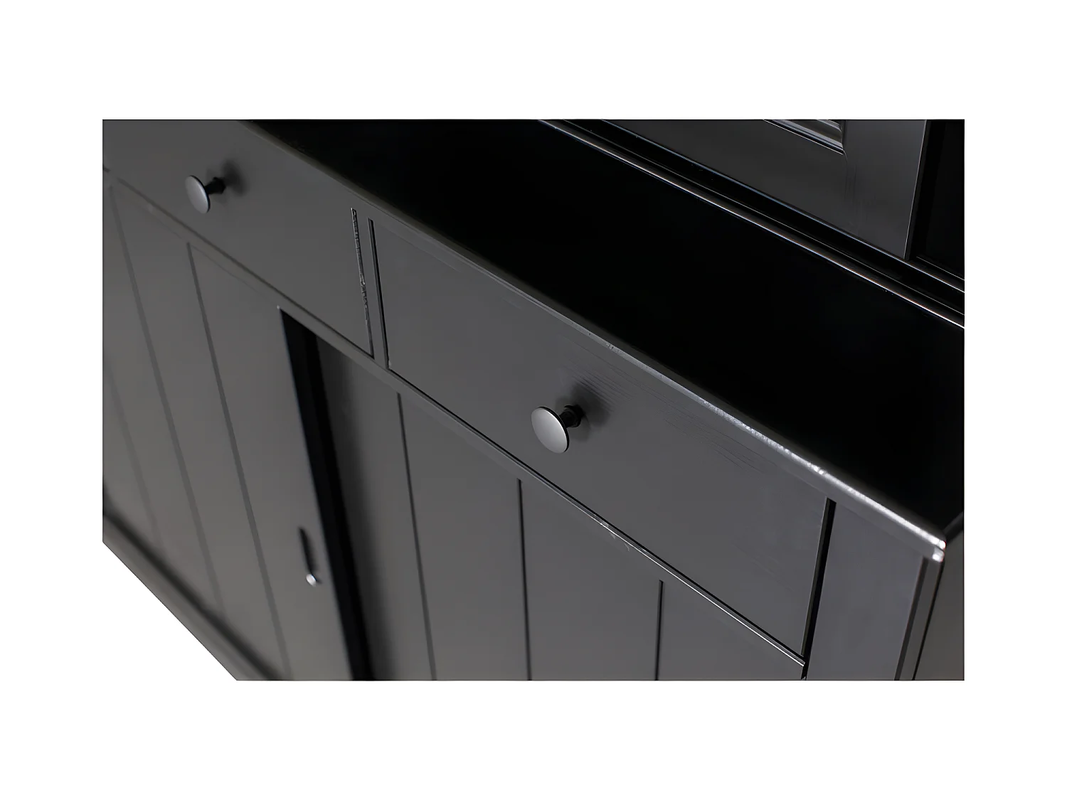 Sjaak - Vaisselier en pin 6 portes 4 tiroirs - Noir