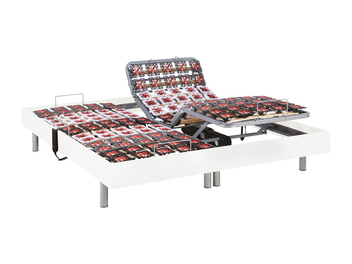 Relax-Bettgestell 2 x 65 Modulteller - 2x 80 x 200 cm - Weiß - YSMÉE günstig online kaufen