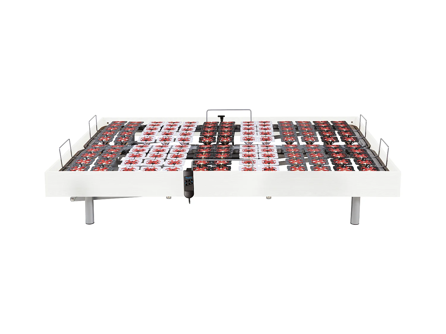 Elektrische bedbodem met 2x65 contactplaatjes decoratief van wit hout Ysmée - 2x80x200cm -  motoren OKIN