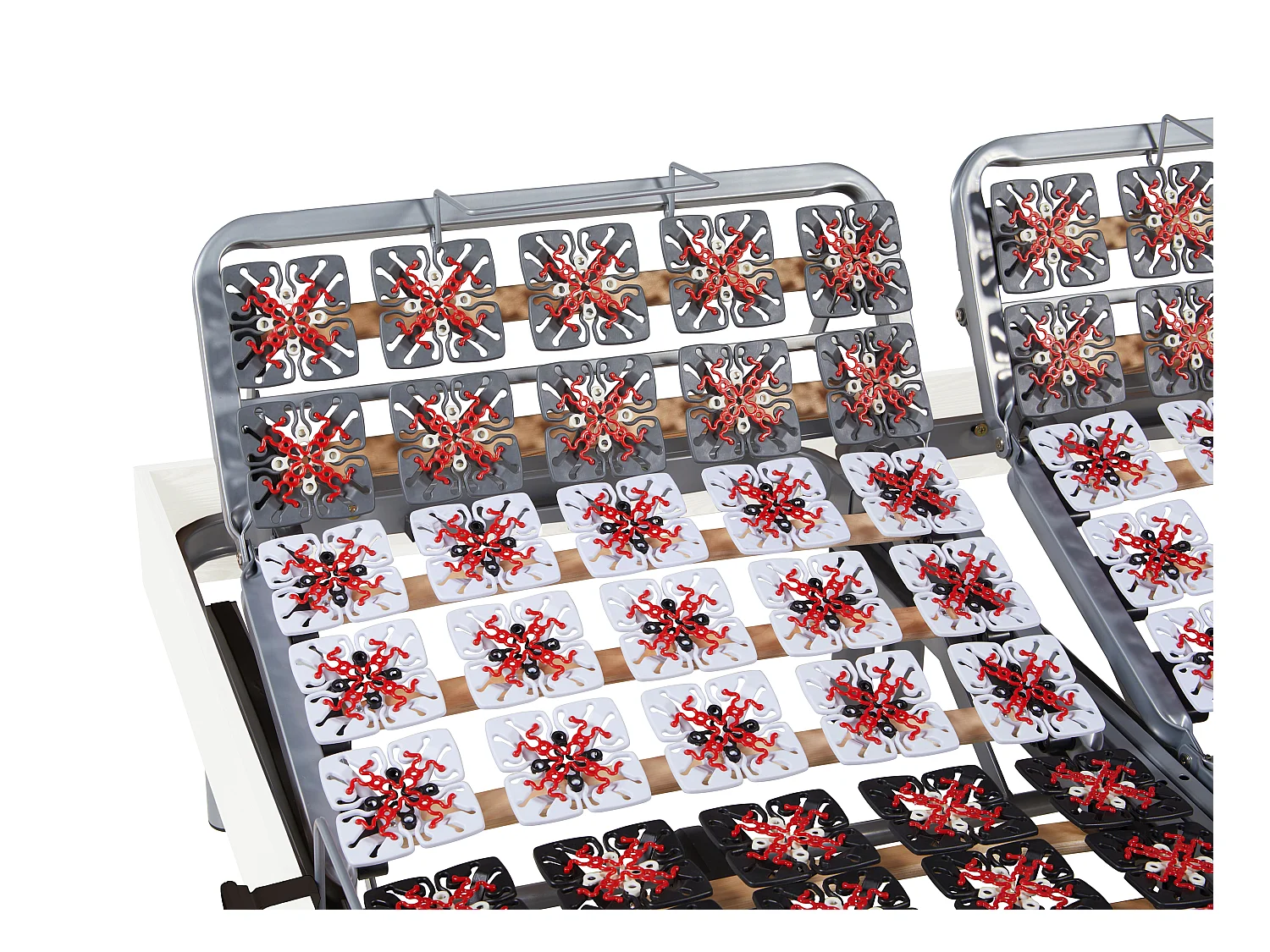 Elektrische bedbodem met 2x65 contactplaatjes decoratief van wit hout Ysmée - 2x80x200cm -  motoren OKIN