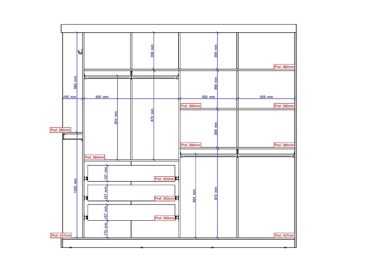 Kleiderschrank Adalrik - 2 Schiebetüren - Eiche günstig