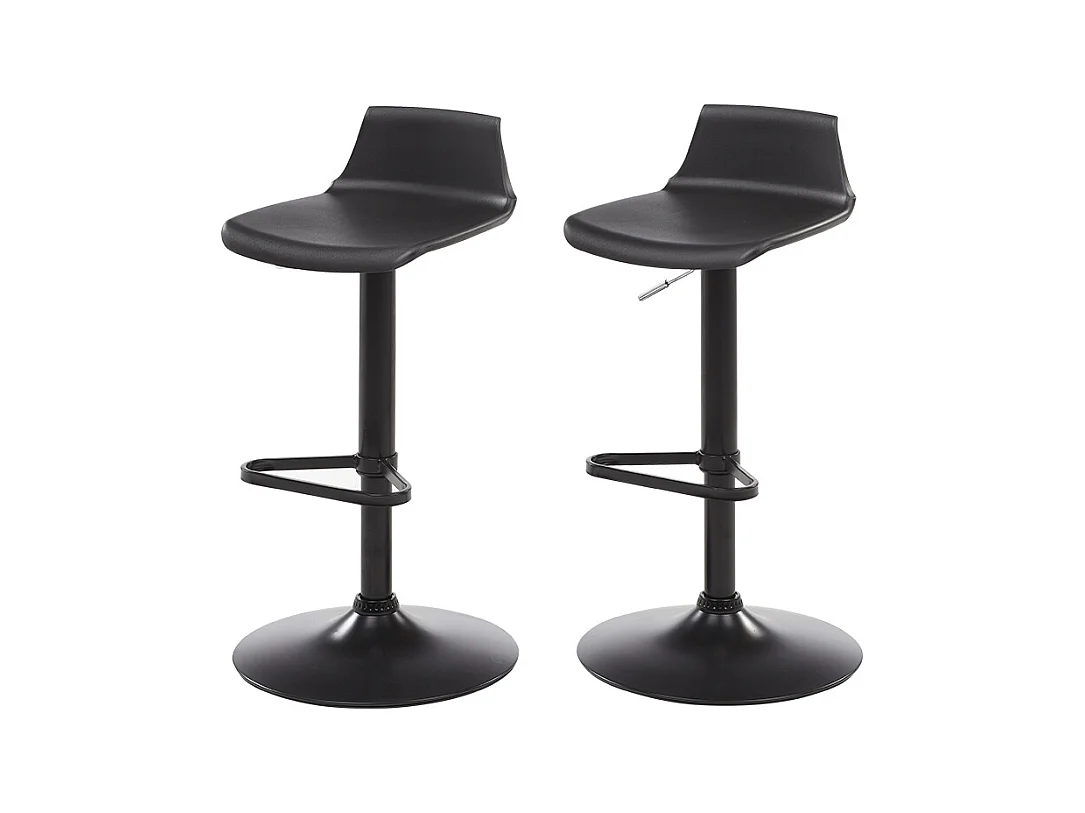 Barhocker 2er-Set höhenverstellbar - Polypropylen - Schwarz - CALAS