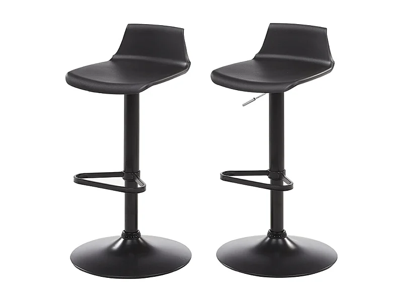 Lot de 2 tabourets de bar - Polypropylène - Coloris noir - CALAS