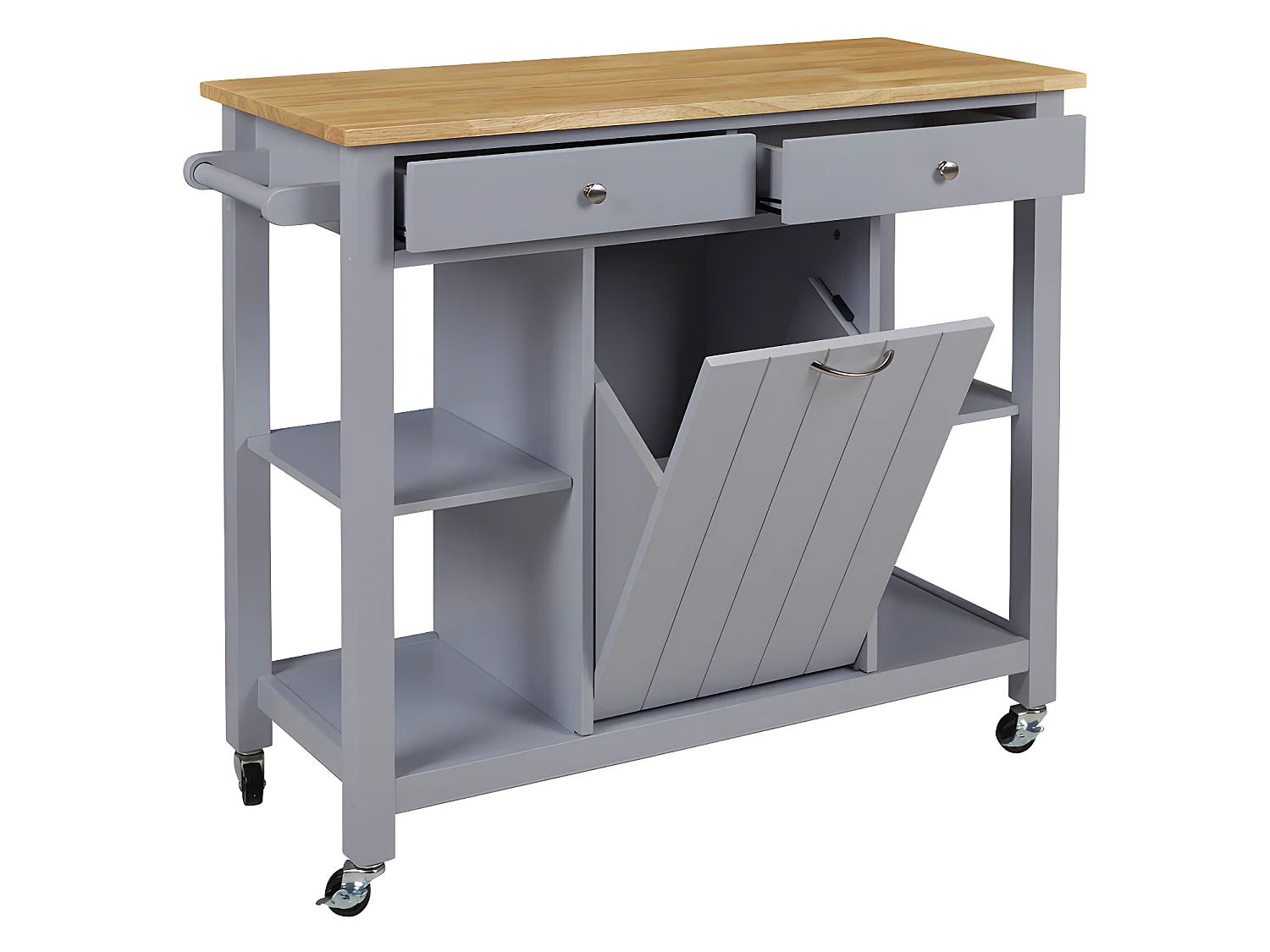 Keukentafeltje op wielen HALEY - 1 deur en 2 laden - Hevea