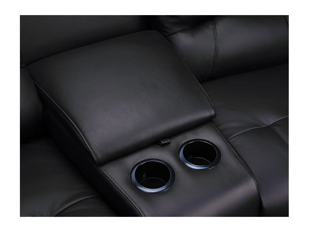 Canapé 3 places et un fauteuil relax en cuir AROMA - Noir