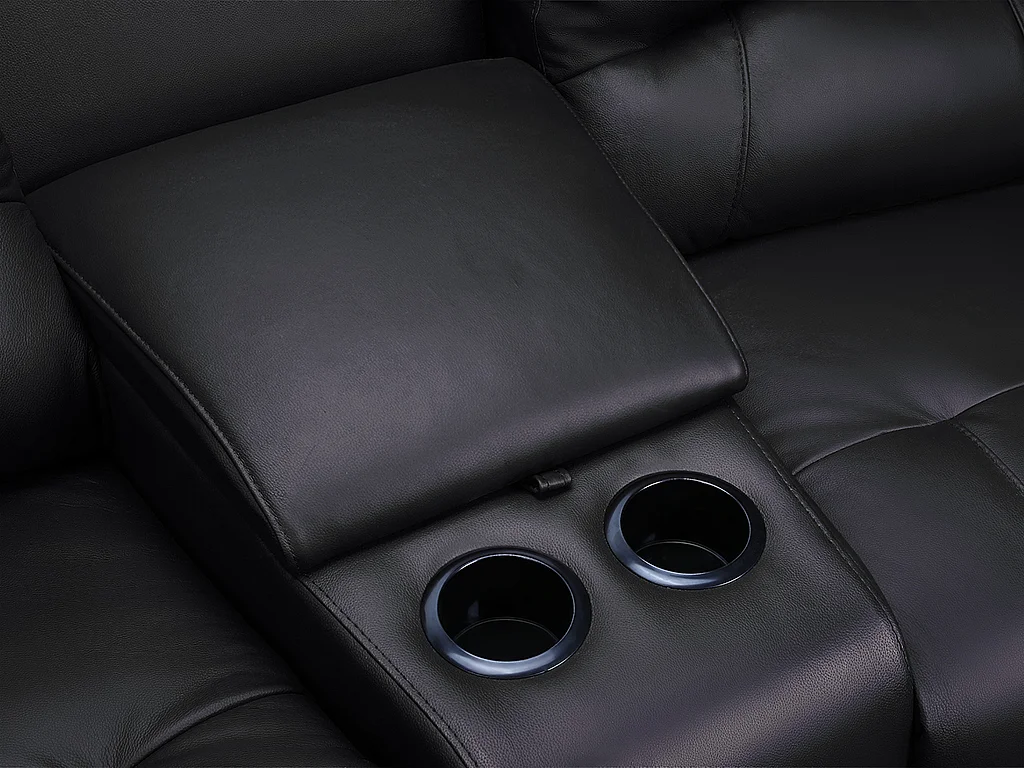 Canapé 3 places et un fauteuil relax en cuir AROMA - Noir