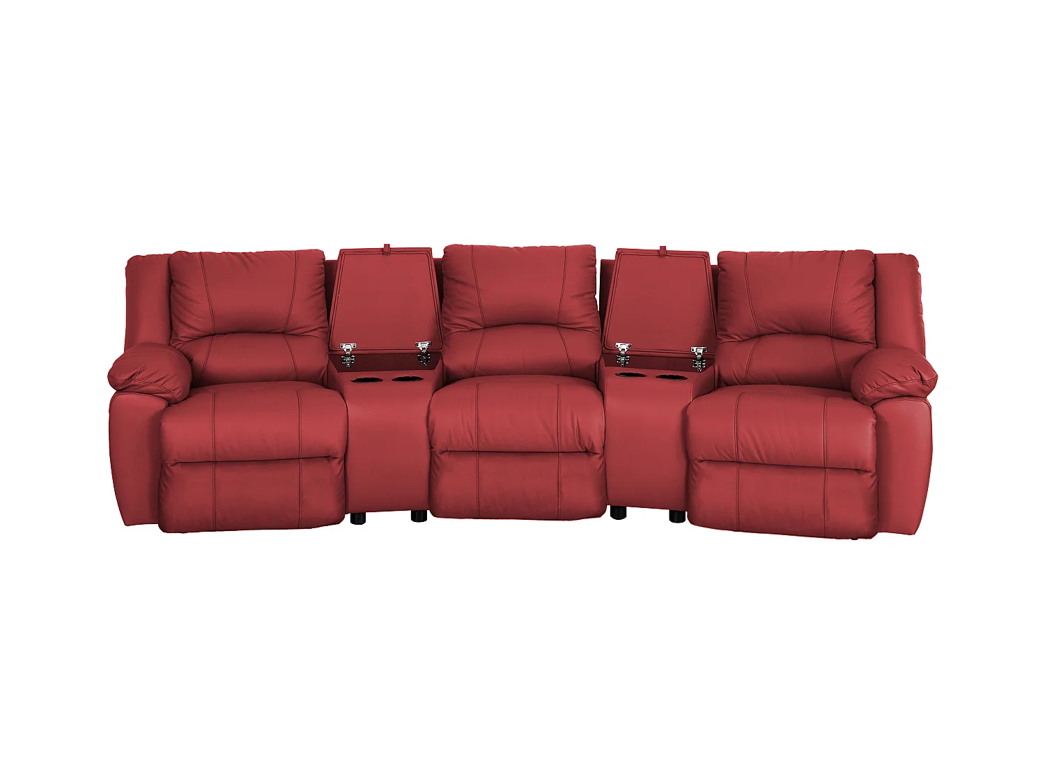 Divano relax 3+1 posti in cuoio Rosso - AROMA