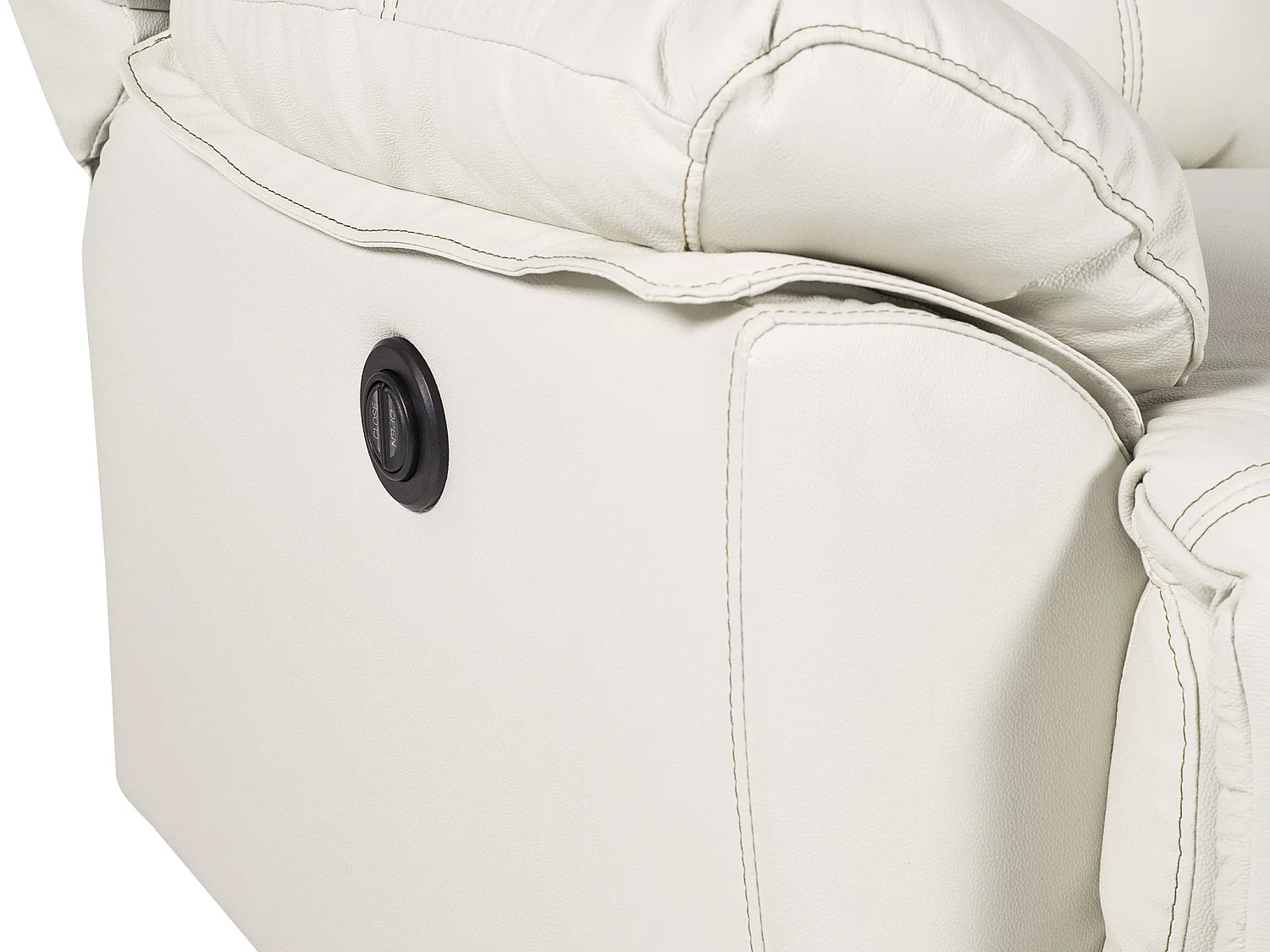 Canapé 3 places et un fauteuil relax électrique en cuir MARCIS - Ivoire