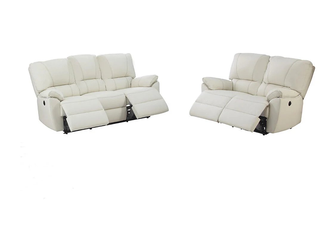 Relaxsofa 3-Sitzer & 2-Sitzer elektrisch - Leder - Elfenbeinfarben - MARCIS