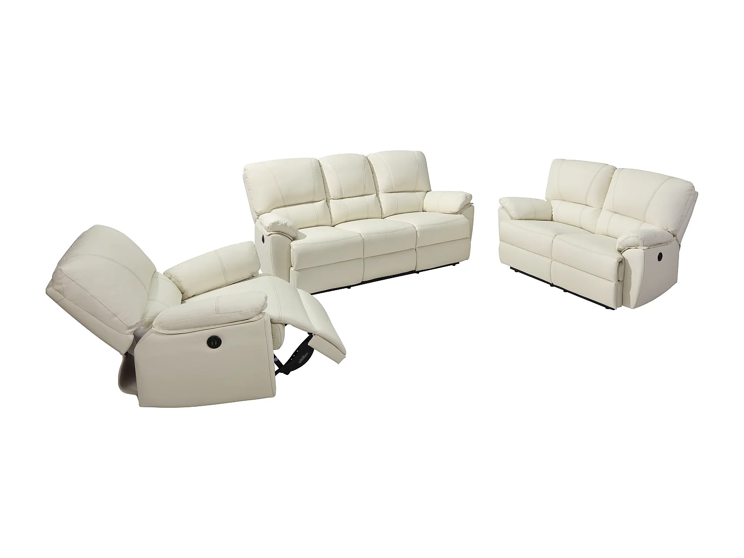 Relaxsofa 3-Sitzer & 2-Sitzer und Sessel elektrisch - Leder - Elfenbeinfarben - MARCIS