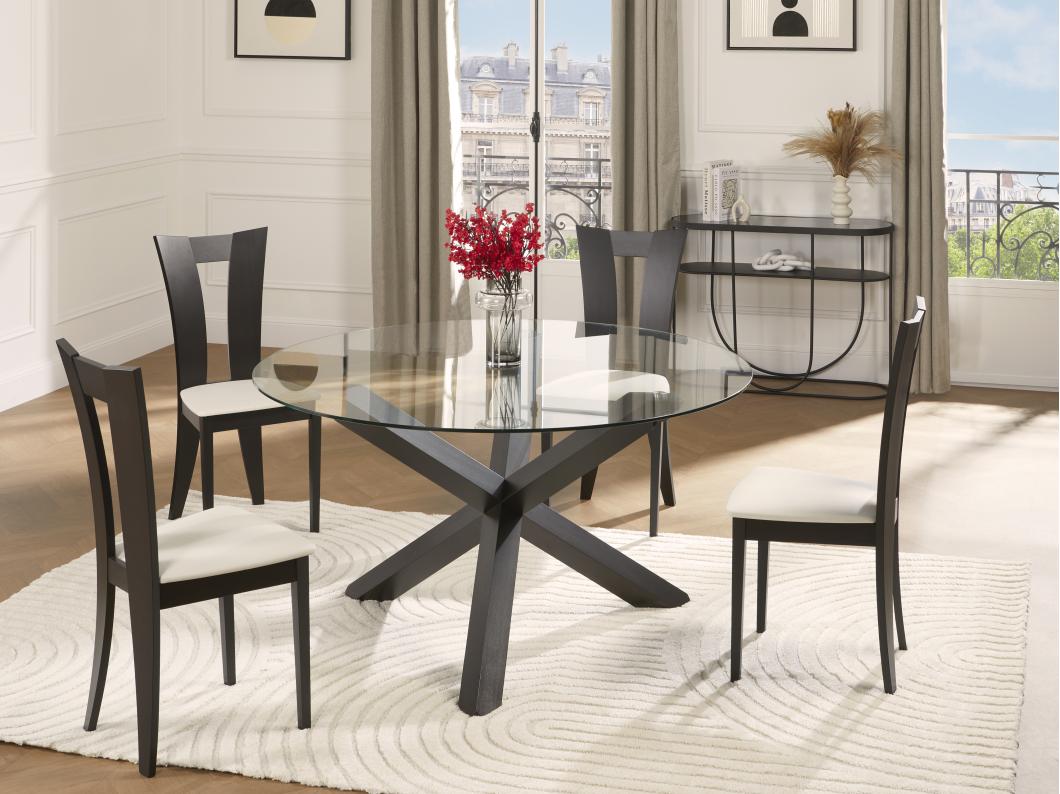 Lot de 6 chaises TIFFANY - Hêtre massif - Coloris : Wengé et blanc