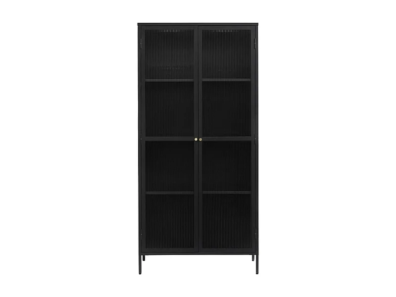 Bjorn - Vaisselier 2 portes en verre stié et métal H190cm - Noir