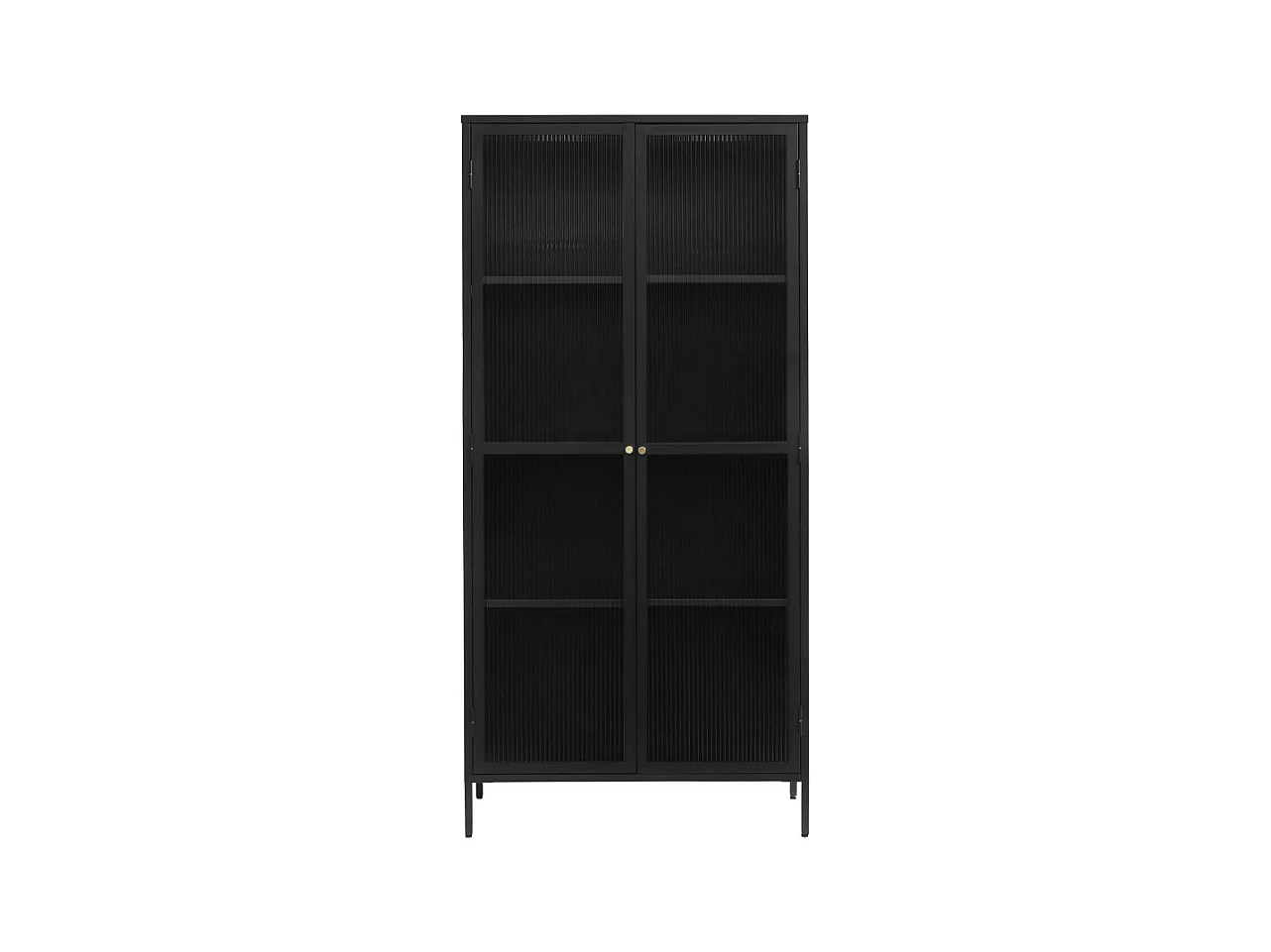 Bjorn - Vaisselier 2 portes en verre stié et métal H190cm - Noir